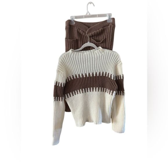Shein Large Brown Mock Neck Sweater and Knit Skirt - Picture 10 of 12